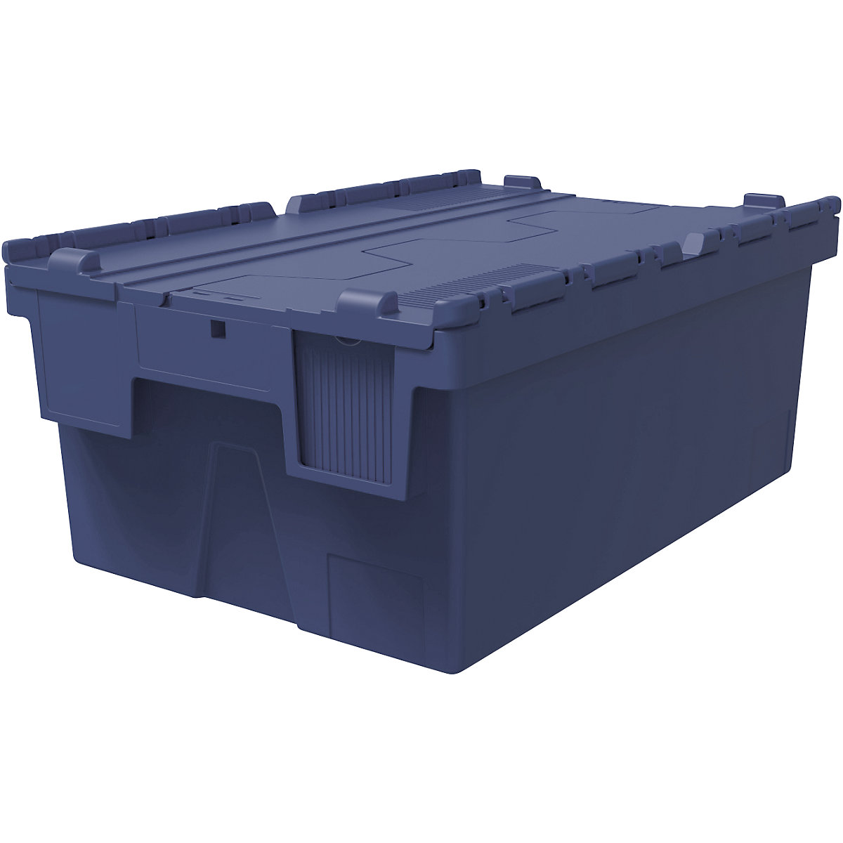 Többször használható rakásolható tároló, h x szé x ma 600 x 400 x 250 mm, cs. e. 5 db, kék színben, kék fedéllel