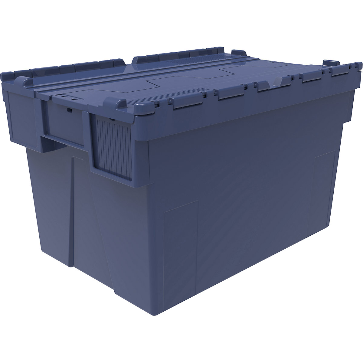 Többször használható rakásolható tároló, h x szé x ma 600 x 400 x 365 mm, cs. e. 5 db, kék színben, kék fedéllel