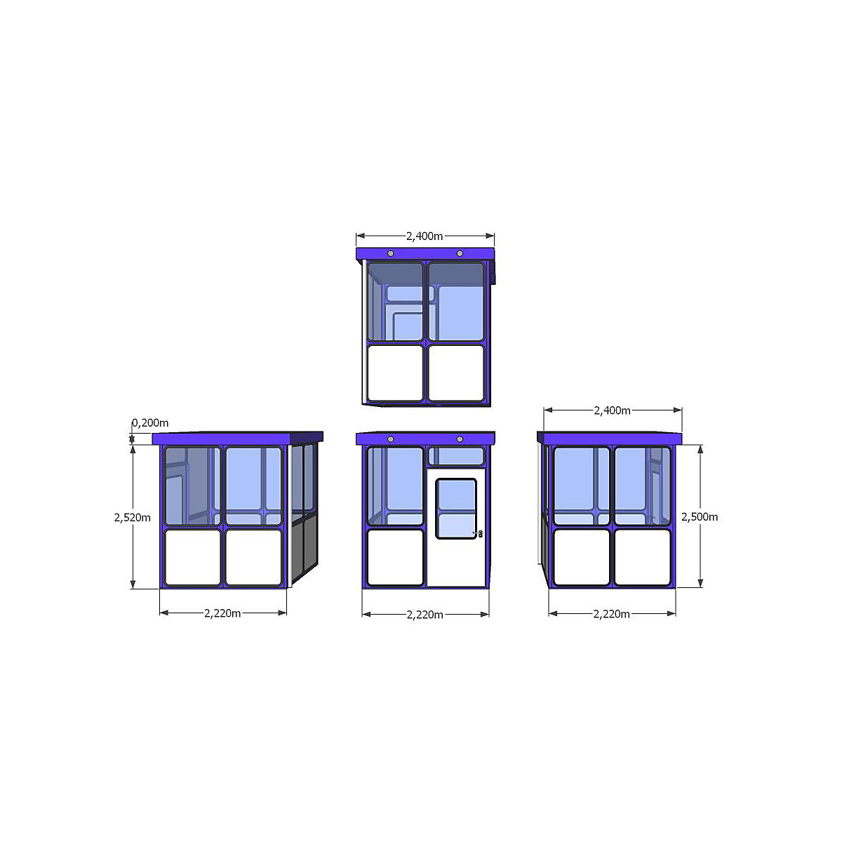 Mehrzweckhaus, Füllungen in Rundeckenoptik, für Außenbereich, LxB 2220 x 2200 mm