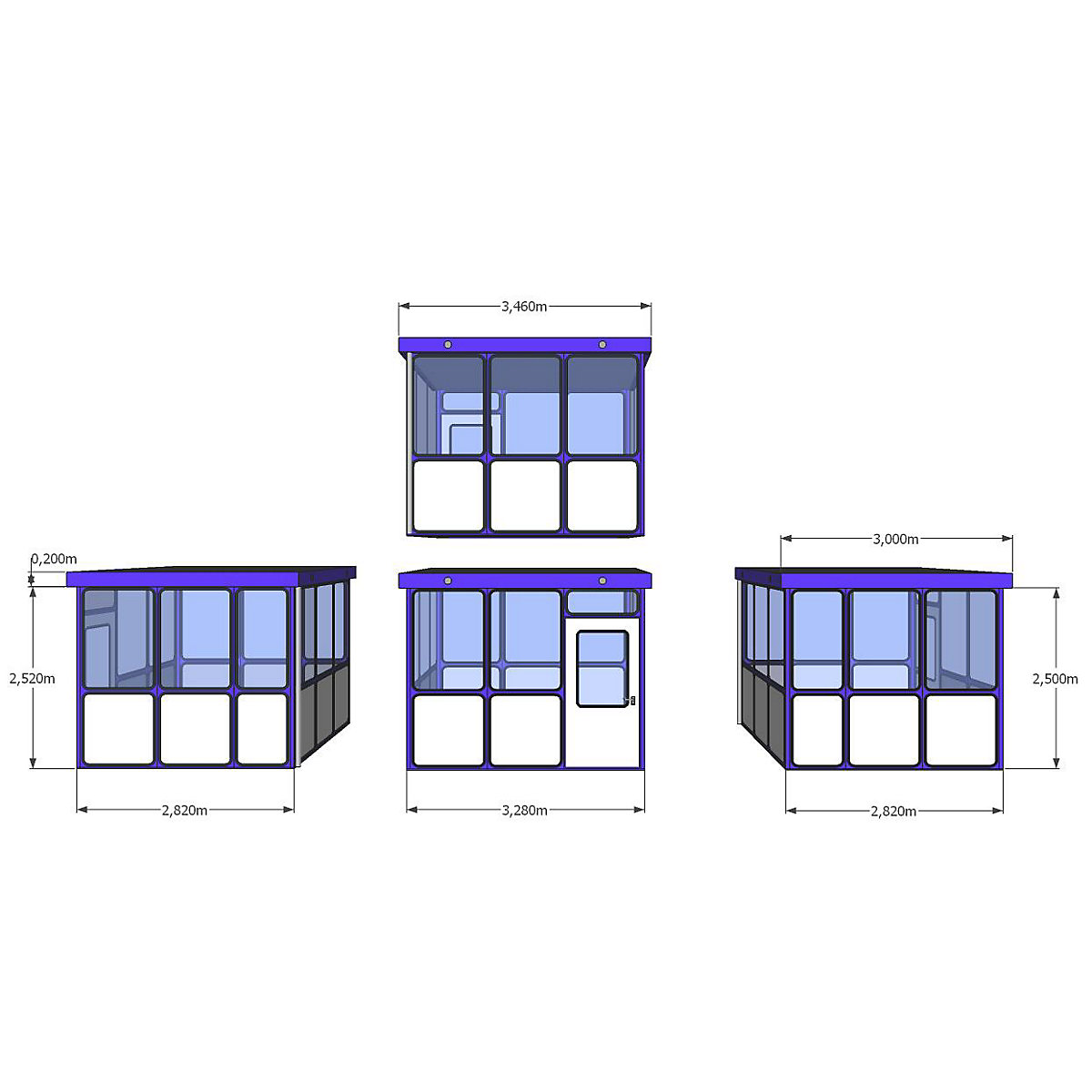 Mehrzweckhaus, Füllungen in Rundeckenoptik, für Außenbereich, LxB 3280 x 3000 mm