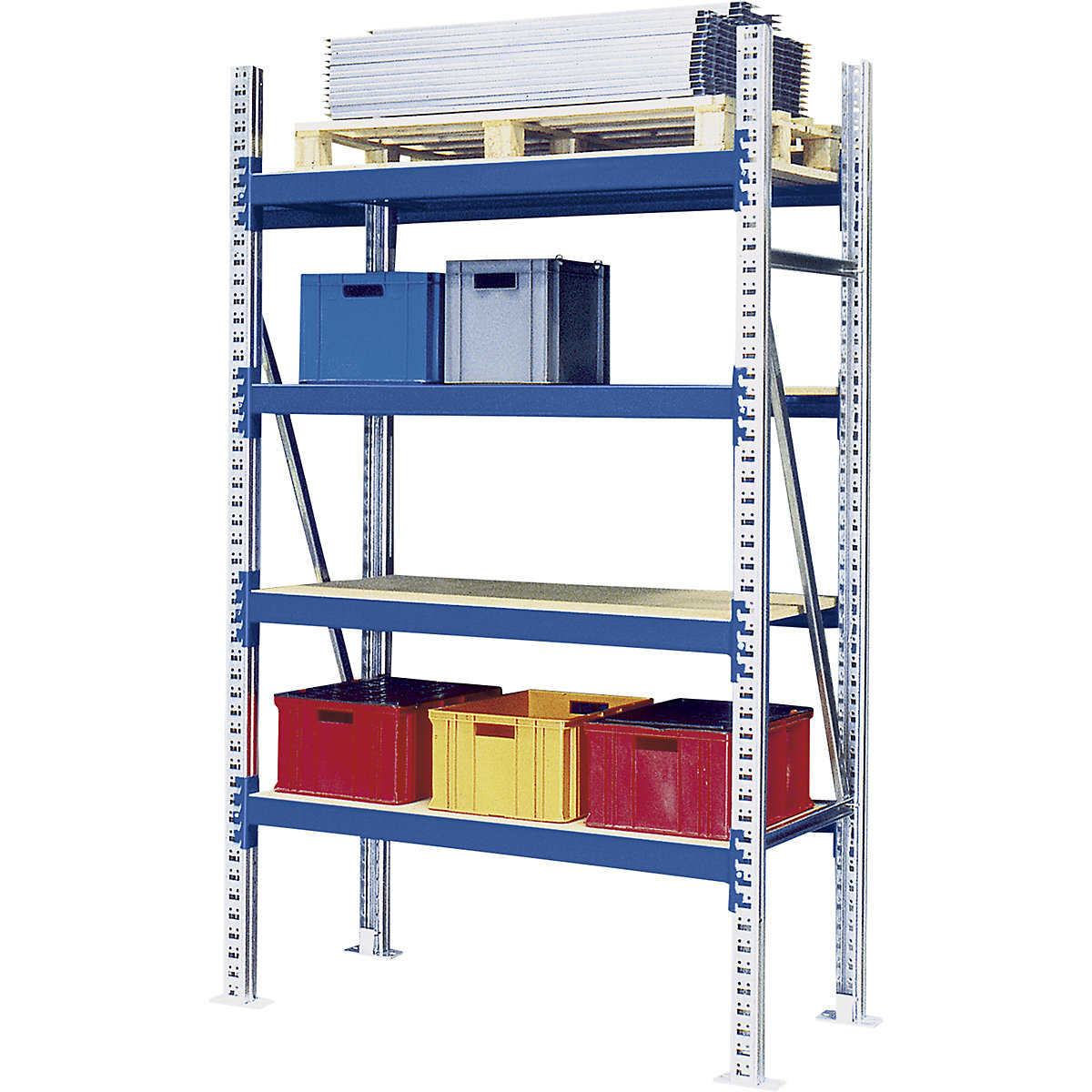Rayonnage extra-large grande capacité – eurokraft pro, charge max. / rayonnage 4000 kg, h x l x p 2500 x 1350 x 600 mm, rayonnage additionnel, bleu RAL 5010-2