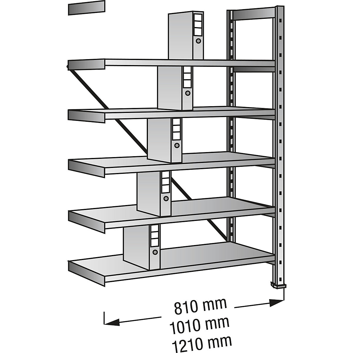 Rayonnage emboîtable galvanisé, pour classeurs et archives