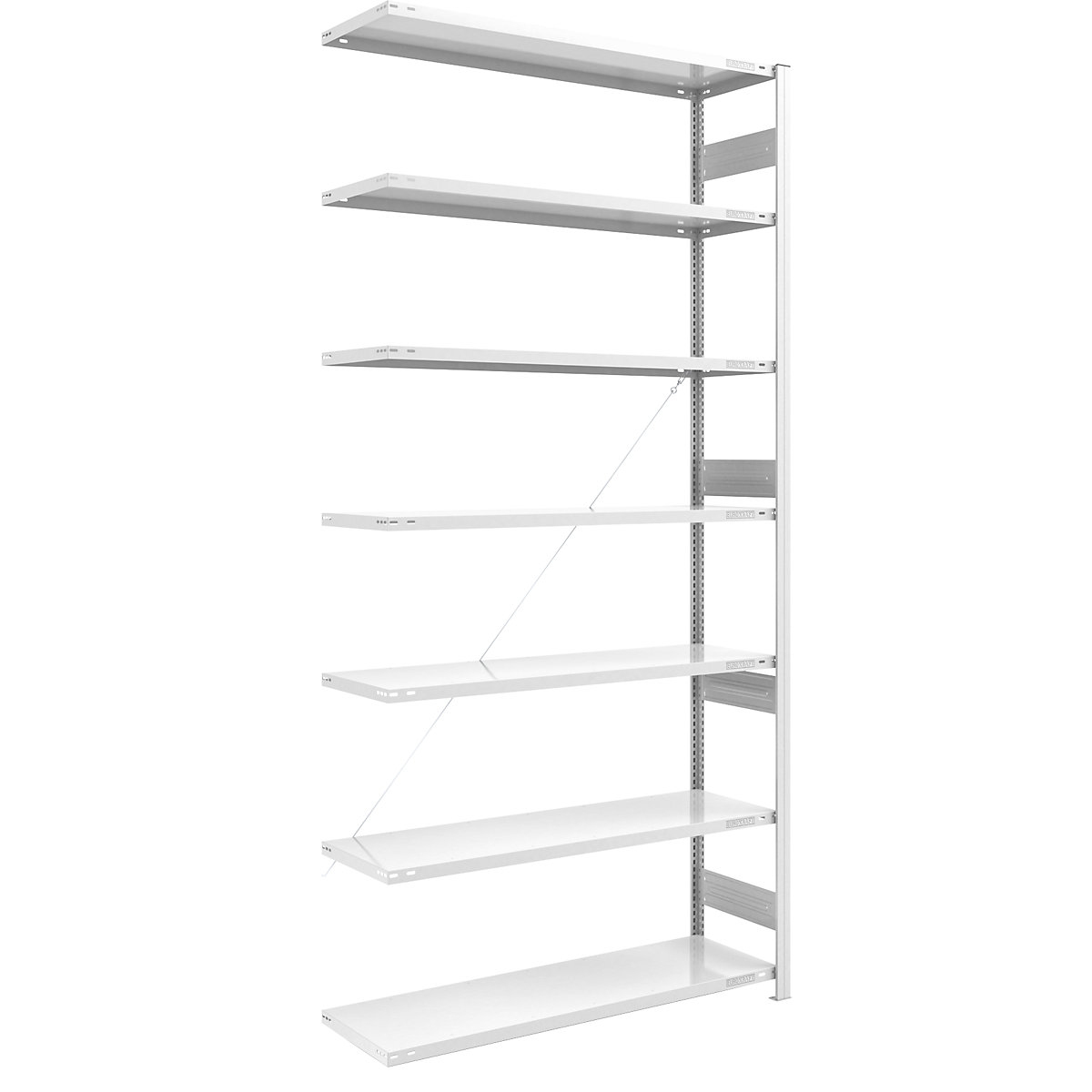 Rayonnage emboîtable pour charges lourdes, RAL 7035 – eurokraft pro, hauteur rayonnage 3000 mm, rayonnage additionnel l x p 1300 x 500 mm-11