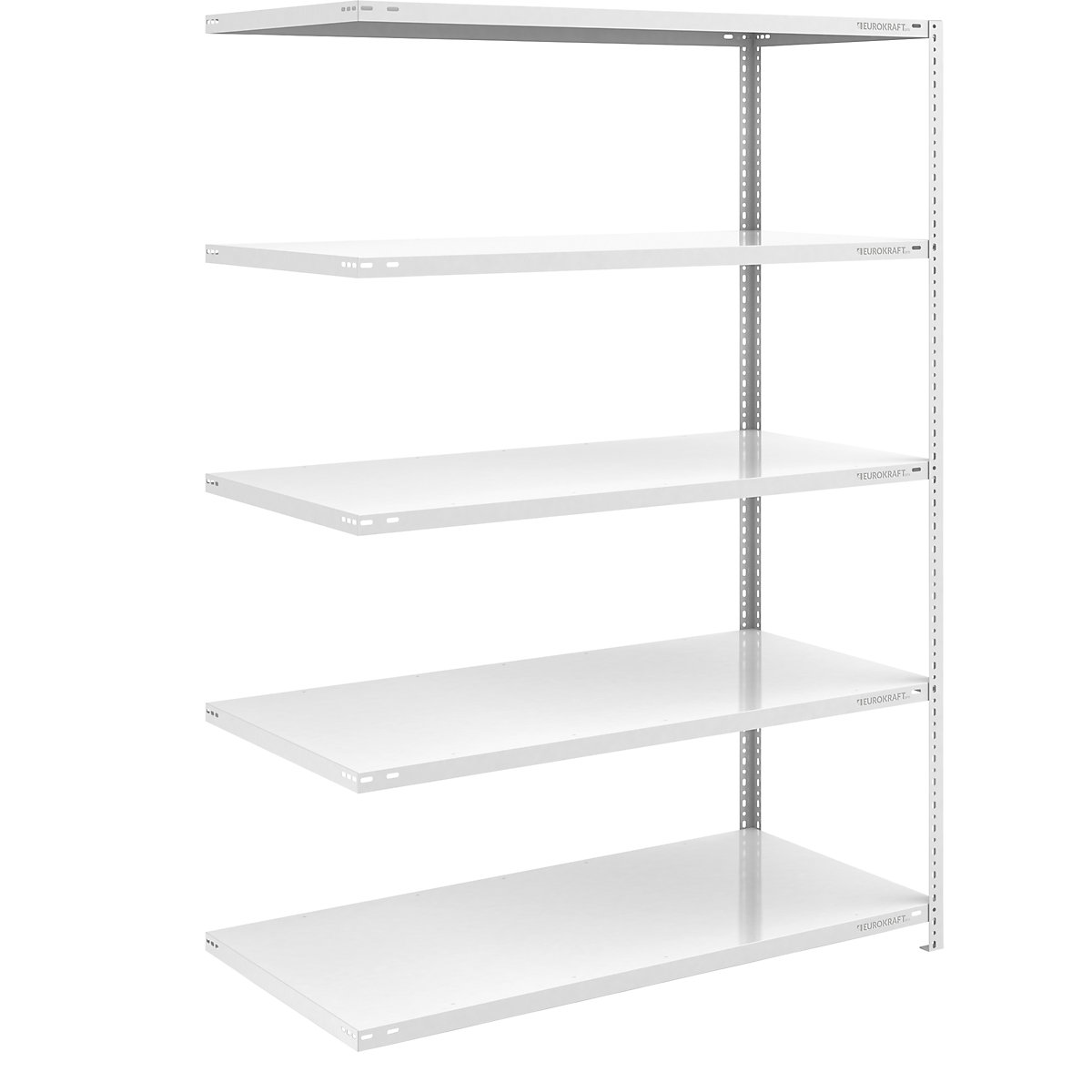 Rayonnage de stockage à boulonner, RAL 7035, modèle mi-lourd – eurokraft pro, hauteur rayonnage 2000 mm, largeur tablettes 1300 mm, profondeur 800 mm, rayonnage additionnel