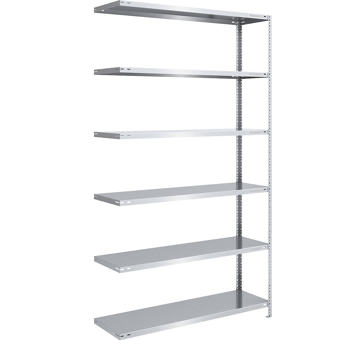Rayonnage de stockage à boulonner, galvanisé, modèle mi-lourd – eurokraft pro, hauteur rayonnage 2500 mm, largeur tablettes 1300 mm, profondeur 500 mm, rayonnage additionnel