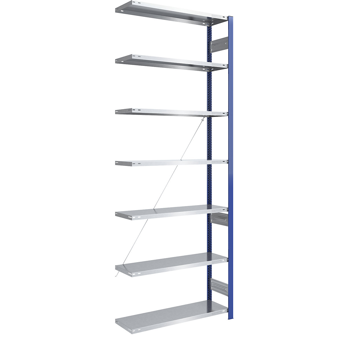 Rayonnage emboîtable à montants bleus et tablettes galvanisées – eurokraft pro, h x l 3000 x 1000 mm, rayonnage additionnel, profondeur 400 mm