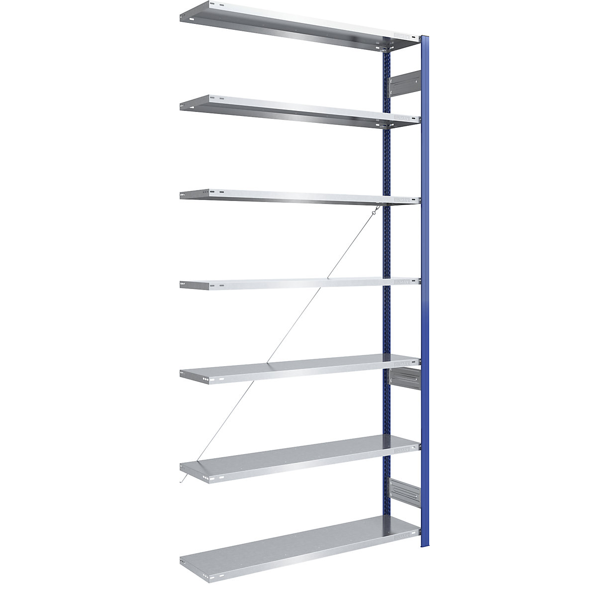 Rayonnage emboîtable à montants bleus et tablettes galvanisées – eurokraft pro, h x l 3000 x 1300 mm, rayonnage additionnel, profondeur 400 mm