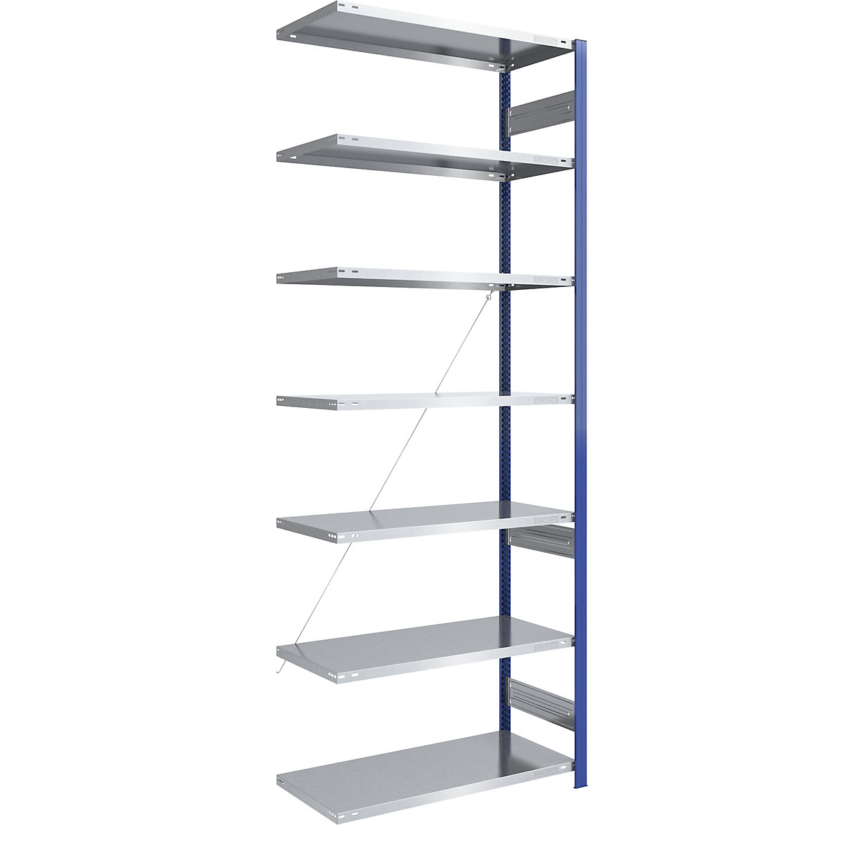 Rayonnage emboîtable à montants bleus et tablettes galvanisées – eurokraft pro, h x l 3000 x 1000 mm, rayonnage additionnel, profondeur 600 mm