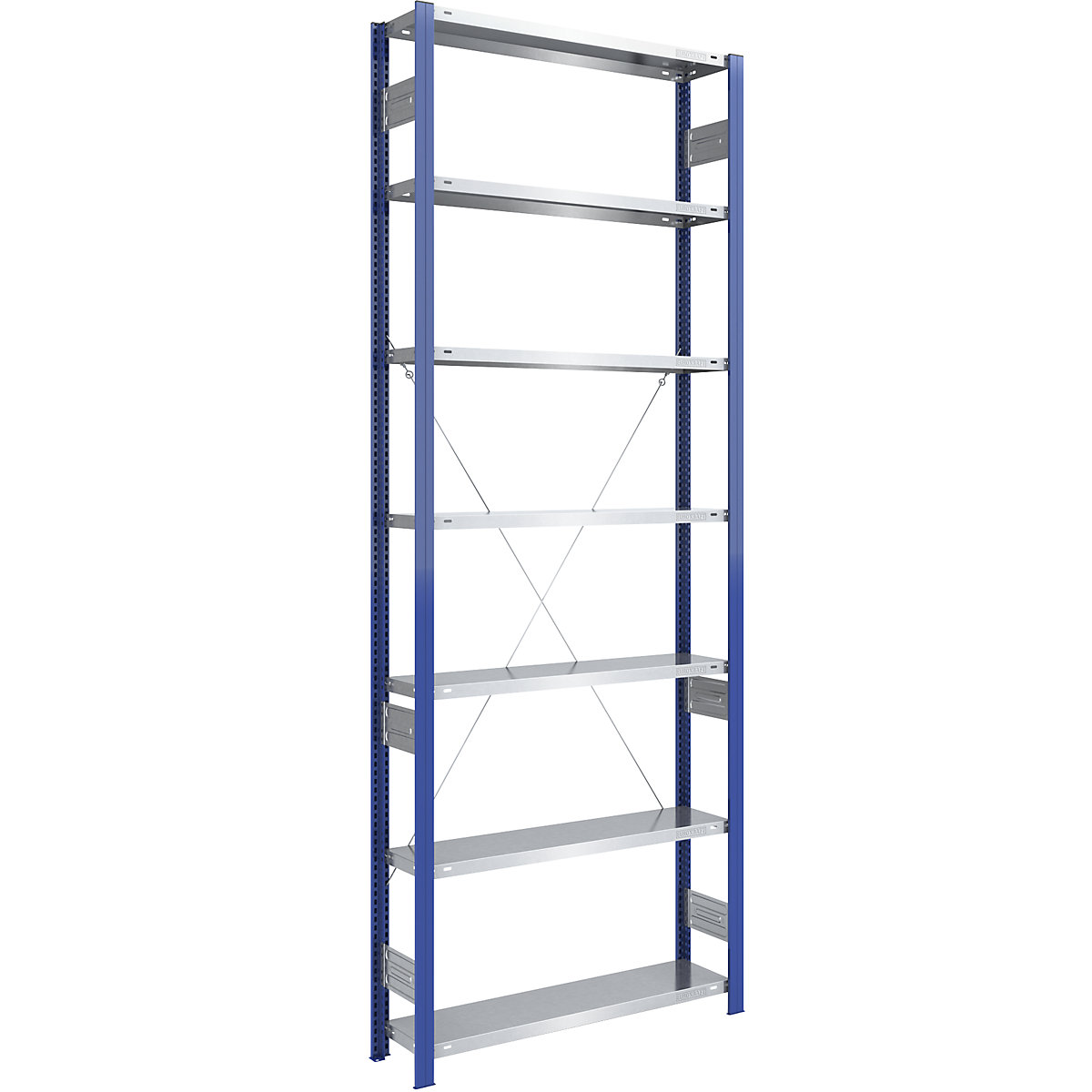 Rayonnage emboîtable à montants bleus et tablettes galvanisées – eurokraft pro, h x l 3000 x 1000 mm, rayonnage de base, profondeur 300 mm
