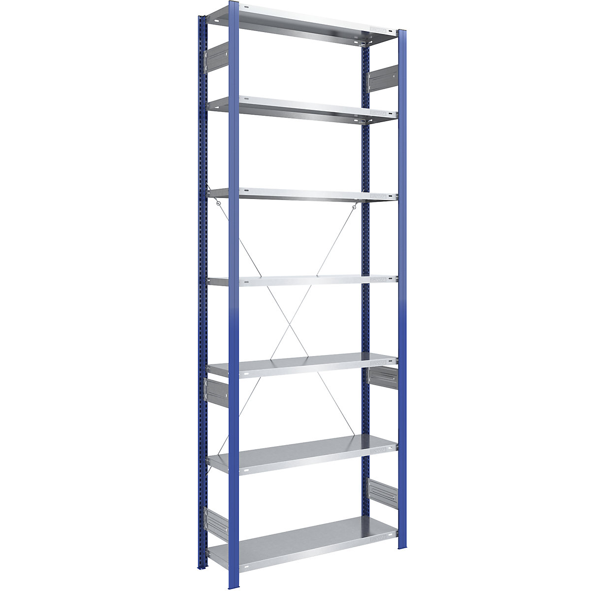 Rayonnage emboîtable à montants bleus et tablettes galvanisées – eurokraft pro, h x l 3000 x 1000 mm, rayonnage de base, profondeur 400 mm