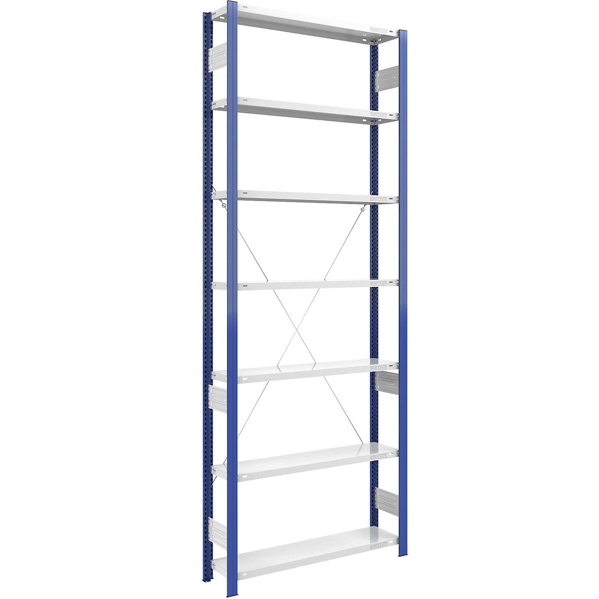 Rayonnage emboîtable à montants bleus – eurokraft pro, h x l 3000 x 1000 mm, tablette gris clair, rayonnage de base, profondeur 300 mm