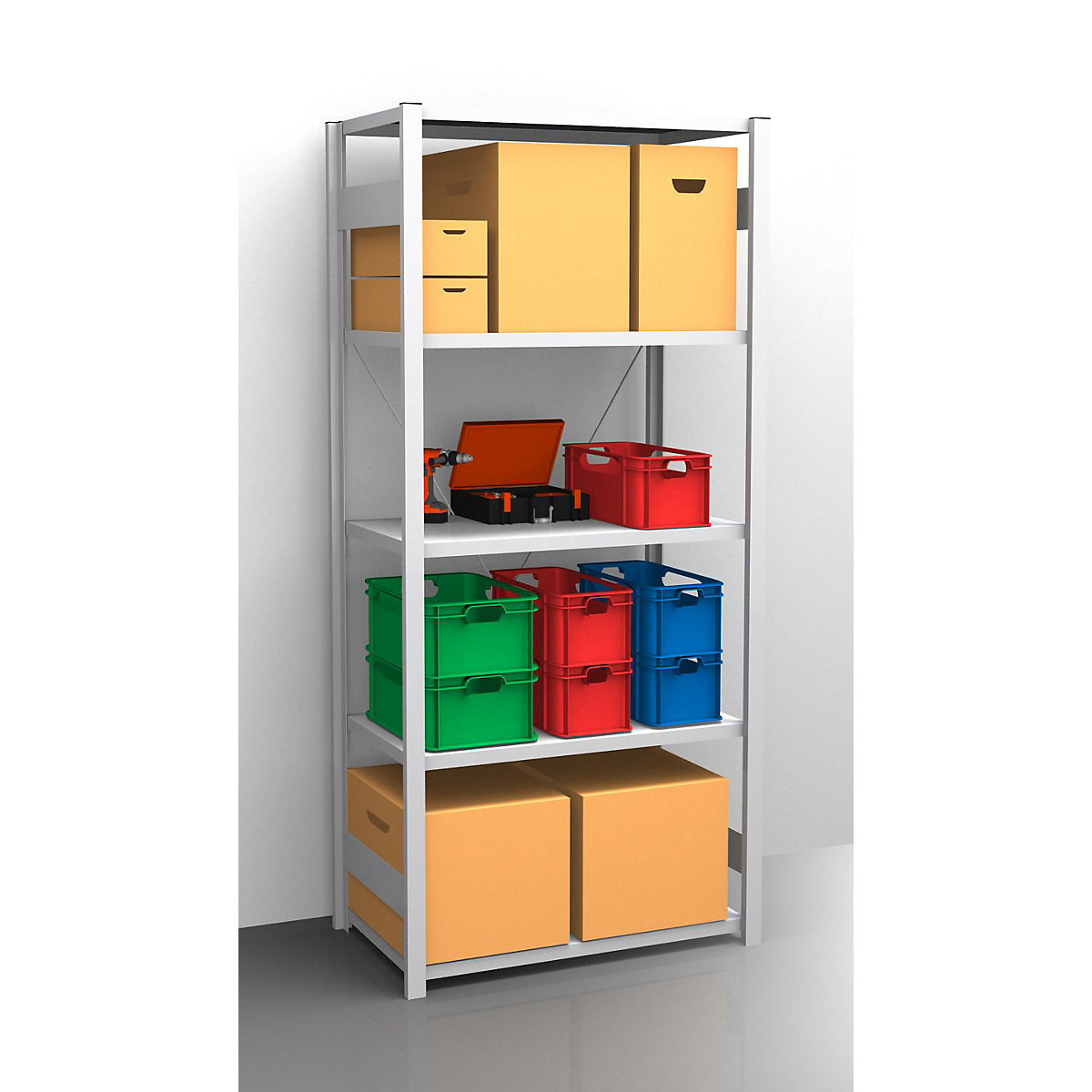 Rayonnage emboîtable à tablettes, galvanisé &ndash; eurokraft pro