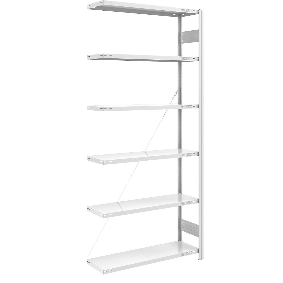 Rayonnage emboîtable RAL 7035, version légère – eurokraft pro, hauteur rayonnage 2500 mm, rayonnage additionnel, largeur x profondeur 1000 x 400 mm