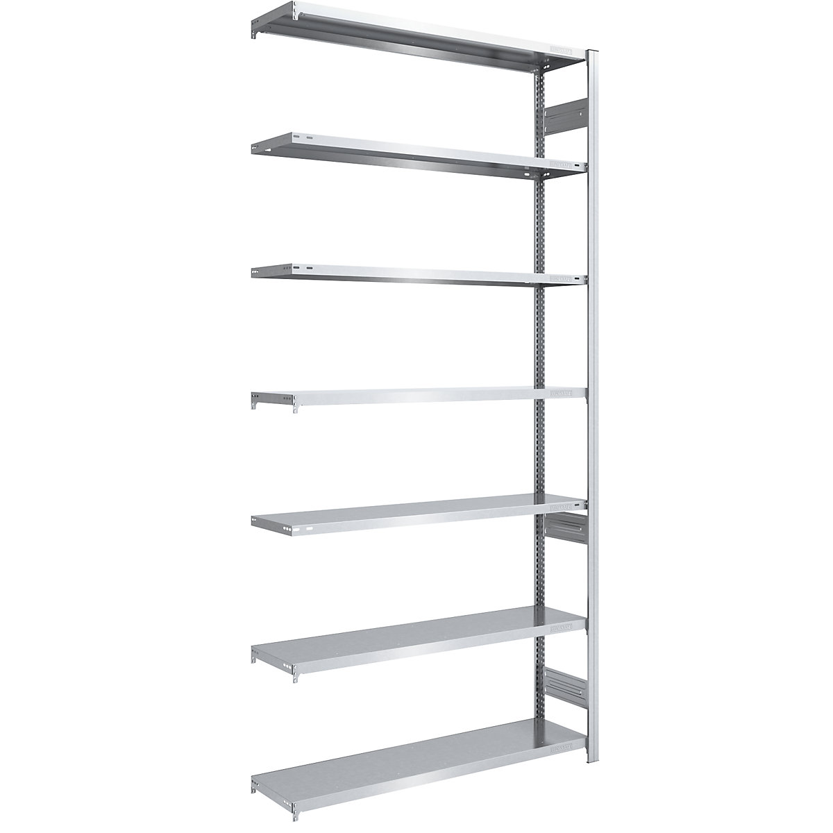 Rayonnage emboîtable de stockage galvanisé – eurokraft pro, h x l 3000 x 1300 mm, avec 7 tablettes en acier, rayonnage additionnel, charge max. / tablette 215 kg, profondeur 400 mm