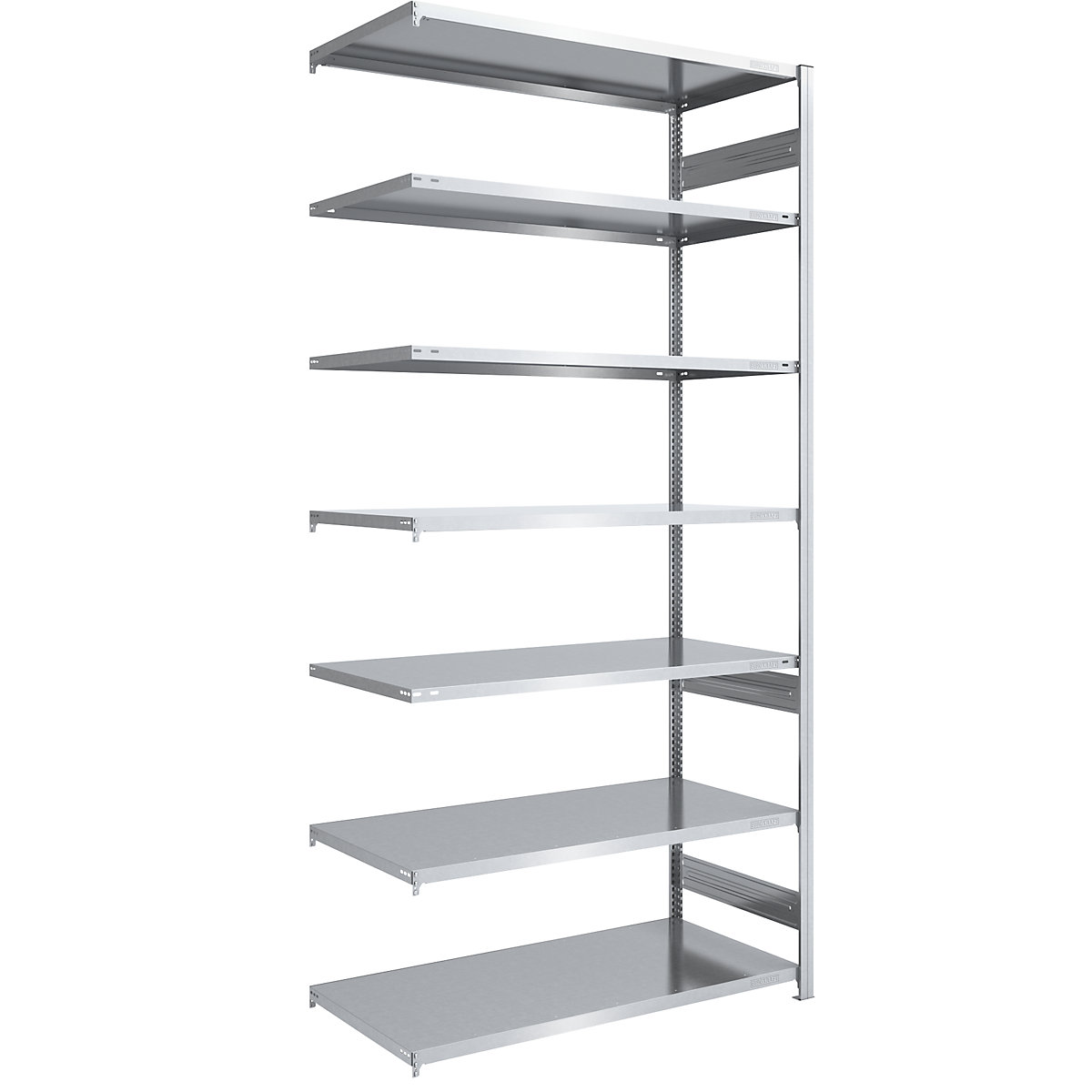 Rayonnage emboîtable de stockage galvanisé – eurokraft pro, h x l 3000 x 1300 mm, avec 7 tablettes en acier, rayonnage additionnel, charge max. / tablette 240 kg, profondeur 800 mm