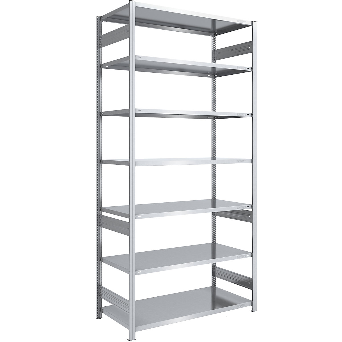 Rayonnage emboîtable de stockage galvanisé – eurokraft pro, h x l 3000 x 1300 mm, avec 7 tablettes en acier, rayonnage de base, charge max. / tablette 190 kg, profondeur 800 mm
