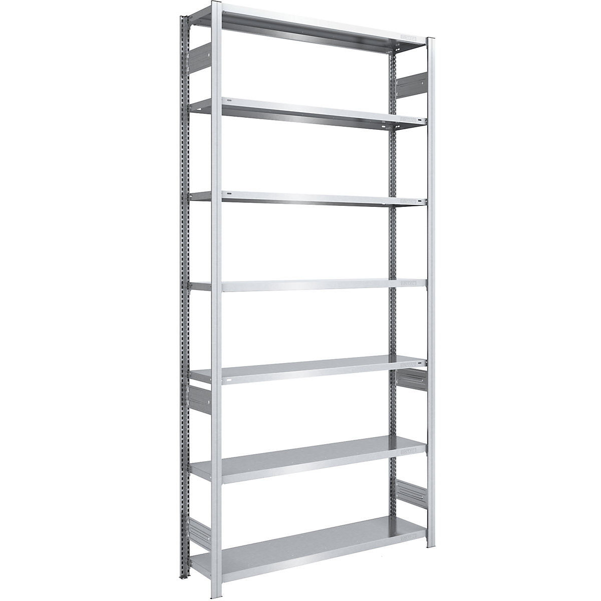 Rayonnage emboîtable de stockage galvanisé – eurokraft pro, h x l 3000 x 1300 mm, avec 7 tablettes en acier, rayonnage de base, charge max. / tablette 215 kg, profondeur 400 mm