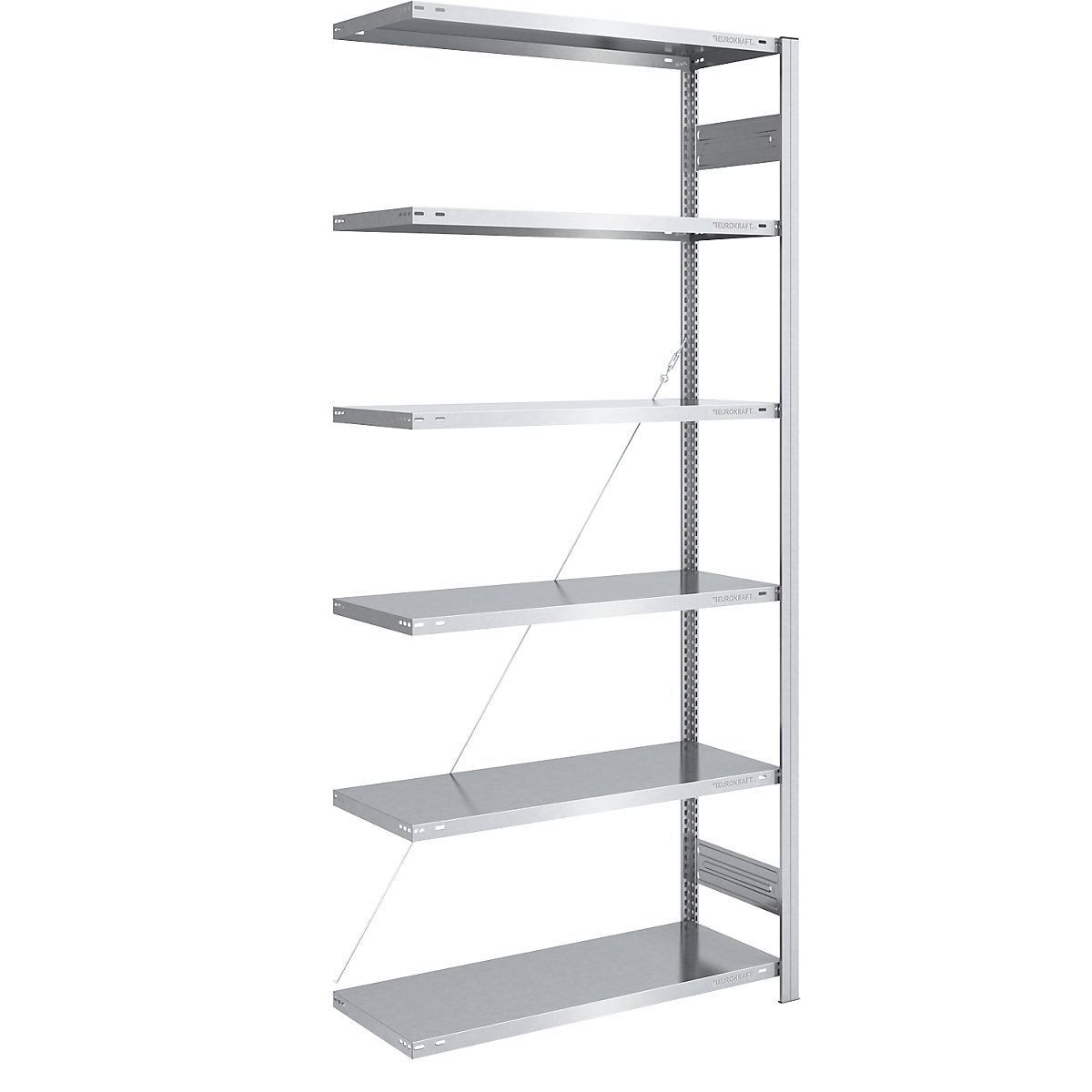 Rayonnage emboîtable de stockage galvanisé, version légère - eurokraft pro