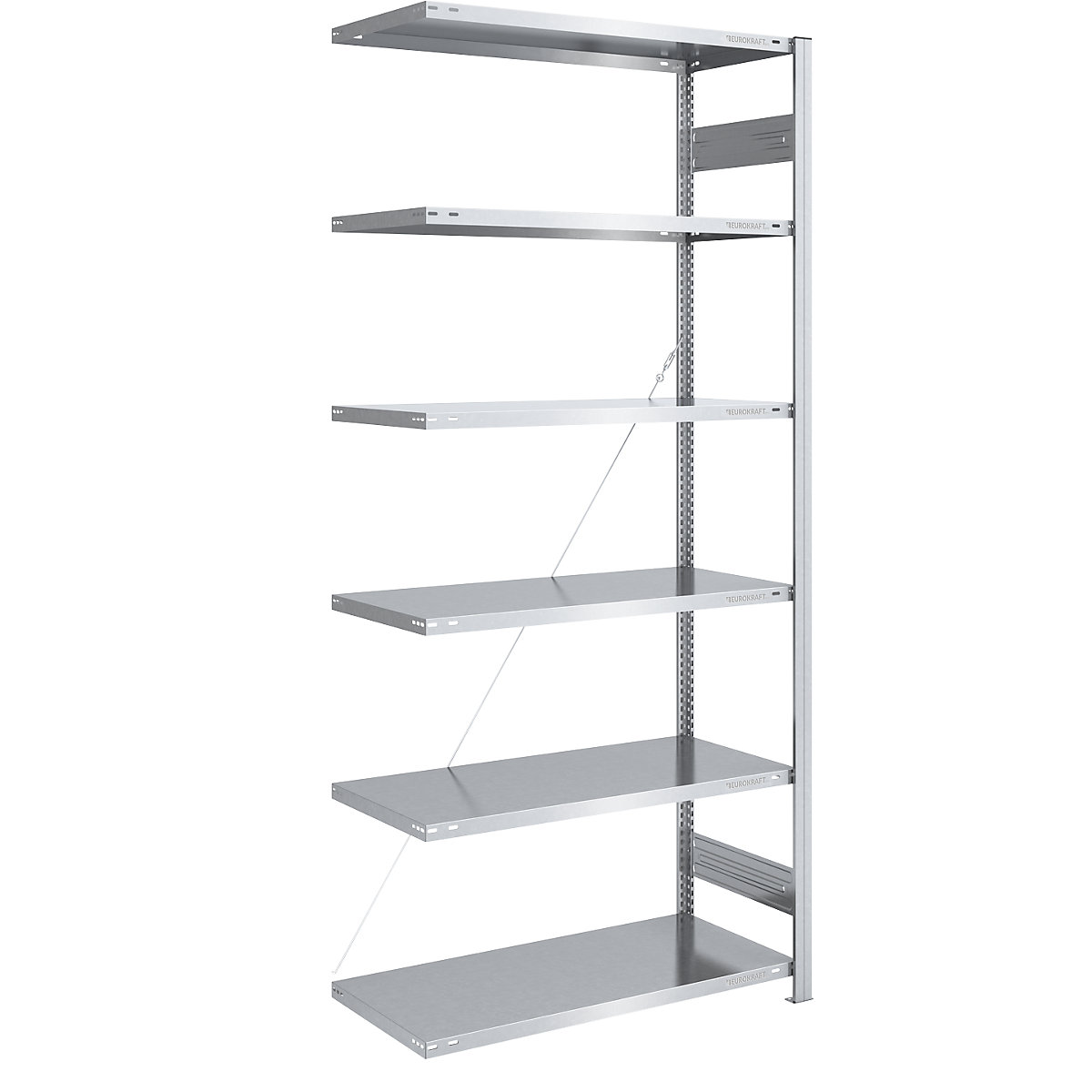 Rayonnage emboîtable de stockage galvanisé, version légère - eurokraft pro