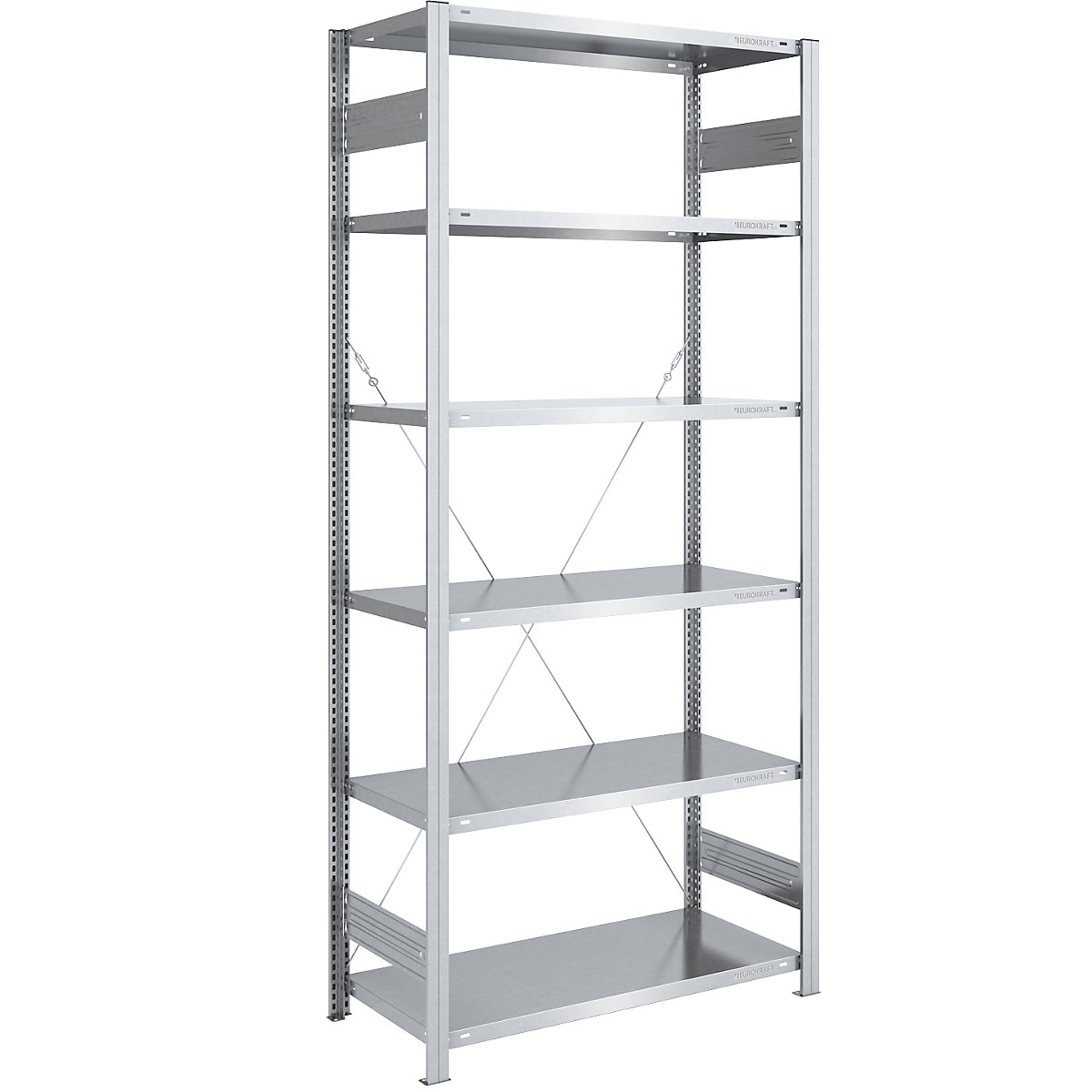Rayonnage emboîtable de stockage galvanisé, version légère - eurokraft pro