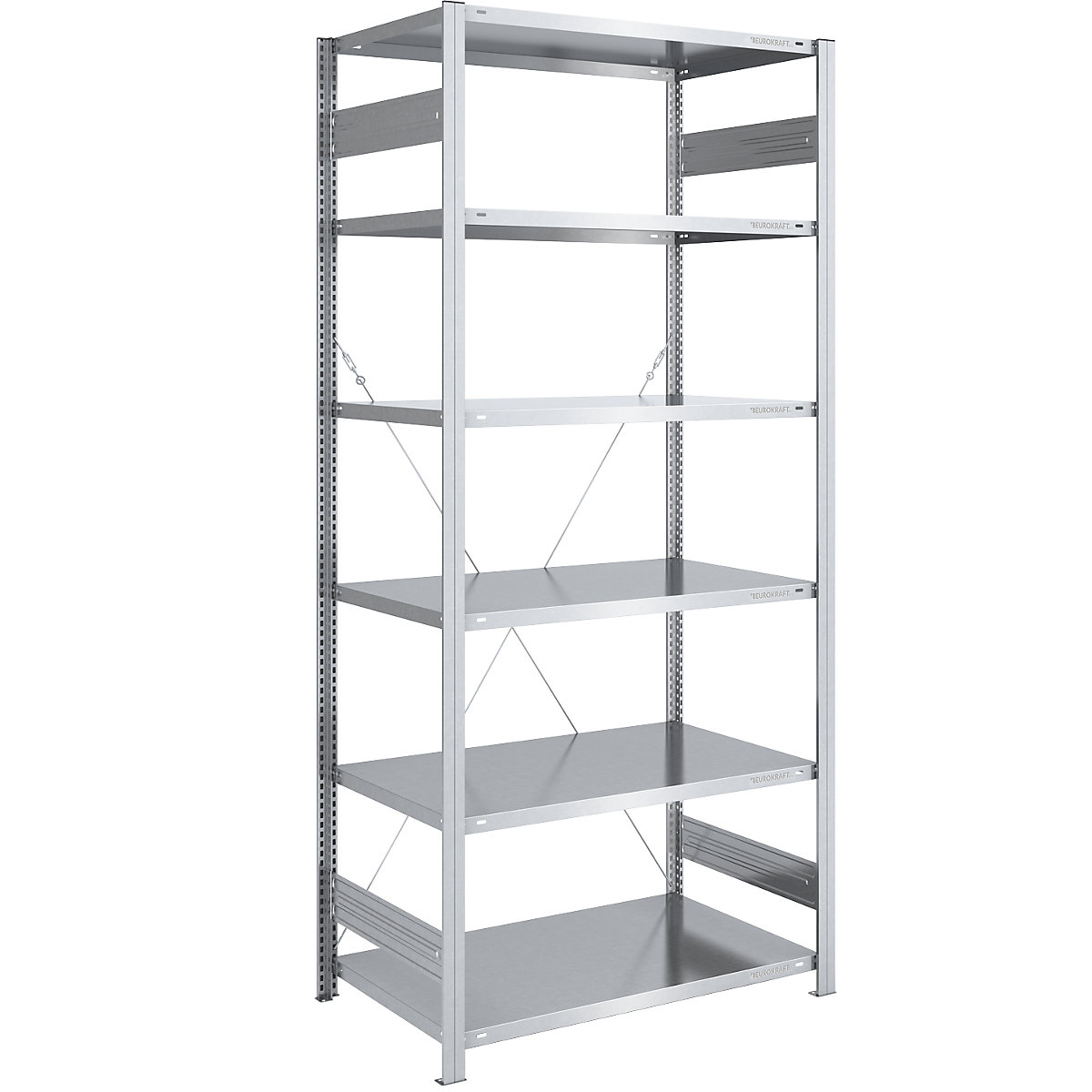 Rayonnage emboîtable de stockage galvanisé, version légère - eurokraft pro