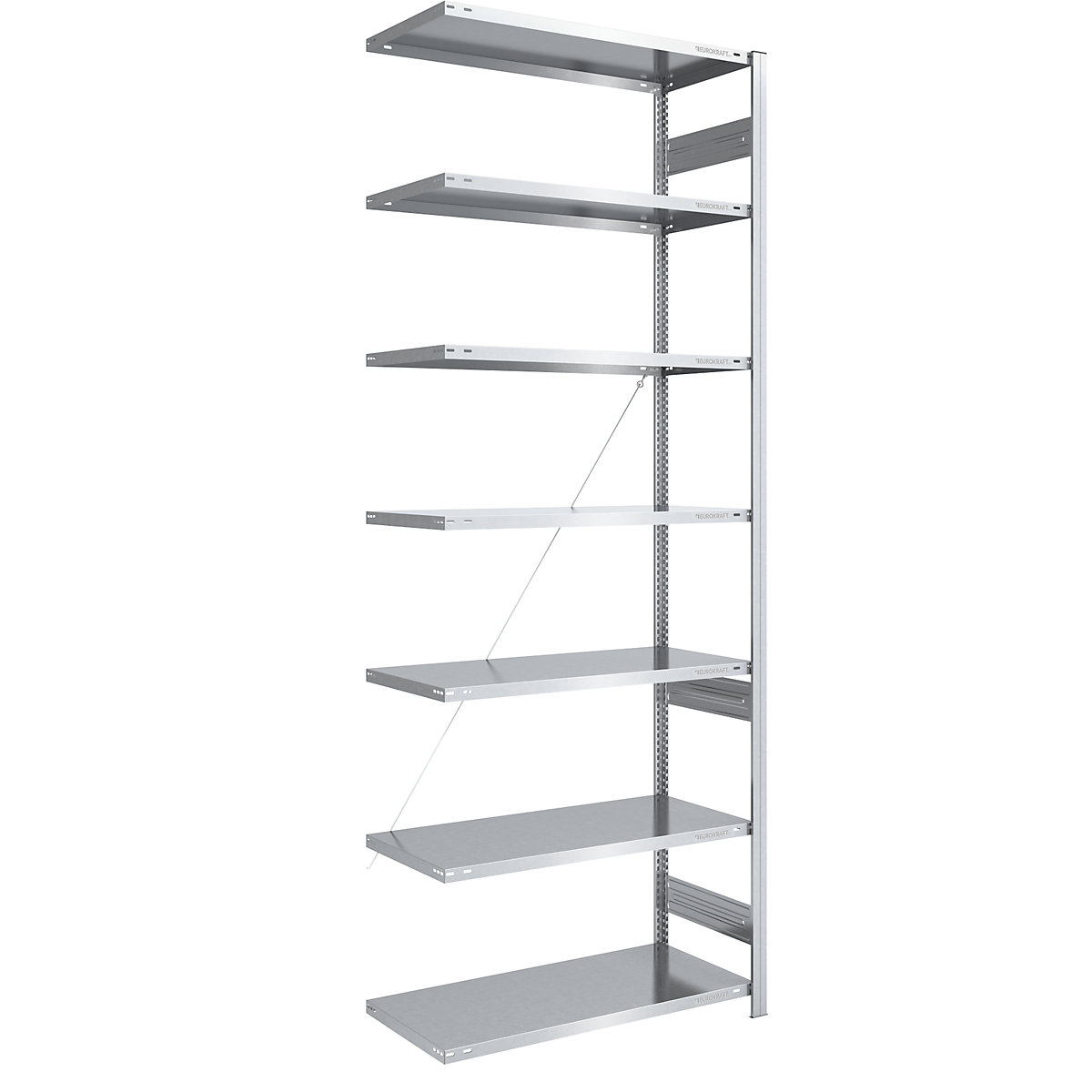 Rayonnage emboîtable de stockage galvanisé, version mi-lourde – eurokraft pro, hauteur rayonnage 3000 mm, rayonnage additionnel, largeur x profondeur 1000 x 600 mm