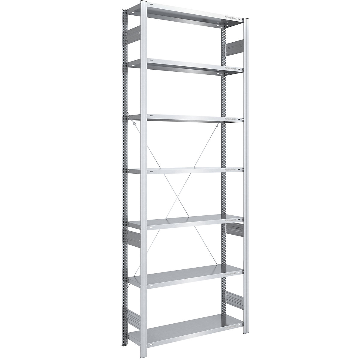Rayonnage emboîtable de stockage galvanisé, version mi-lourde – eurokraft pro, hauteur rayonnage 3000 mm, rayonnage de base, largeur x profondeur 1000 x 400 mm