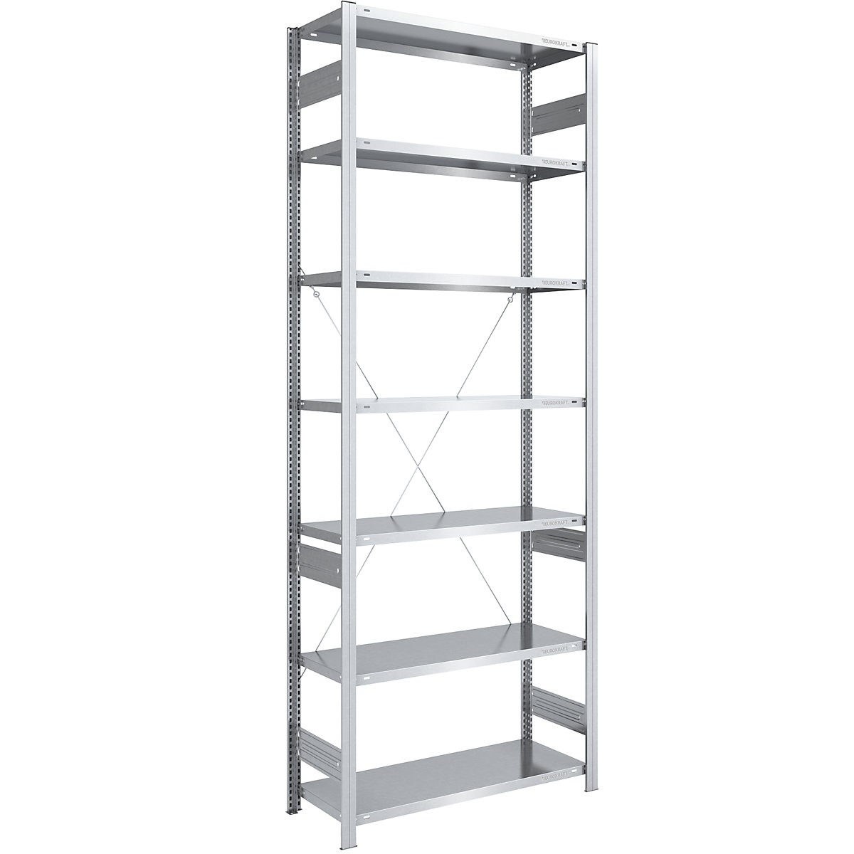 Rayonnage emboîtable de stockage galvanisé, version mi-lourde – eurokraft pro, hauteur rayonnage 3000 mm, rayonnage de base, largeur x profondeur 1000 x 500 mm