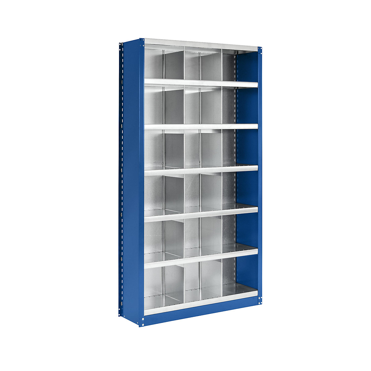 Rayonnage emboîtable modulaire, hauteur 1990 mm – eurokraft pro, 18 casiers, l x p 1000 x 300 mm, rayonnage additionnel, bleu gentiane RAL 5010-1