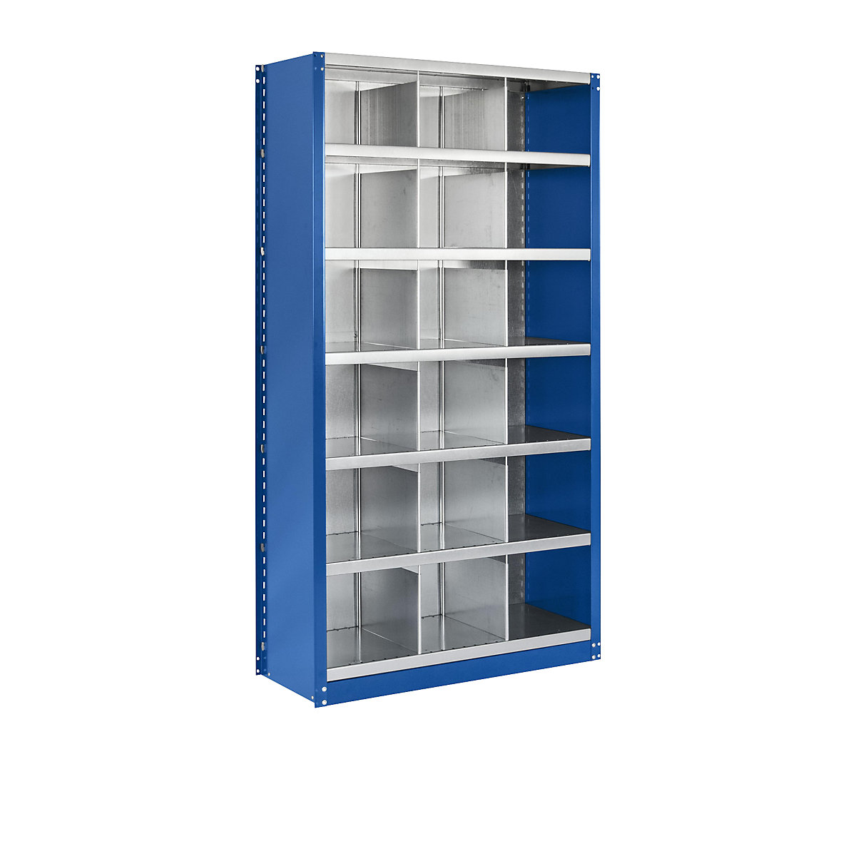 Rayonnage emboîtable modulaire, hauteur 1990 mm – eurokraft pro, 18 casiers, l x p 1000 x 400 mm, rayonnage additionnel, bleu gentiane RAL 5010-1
