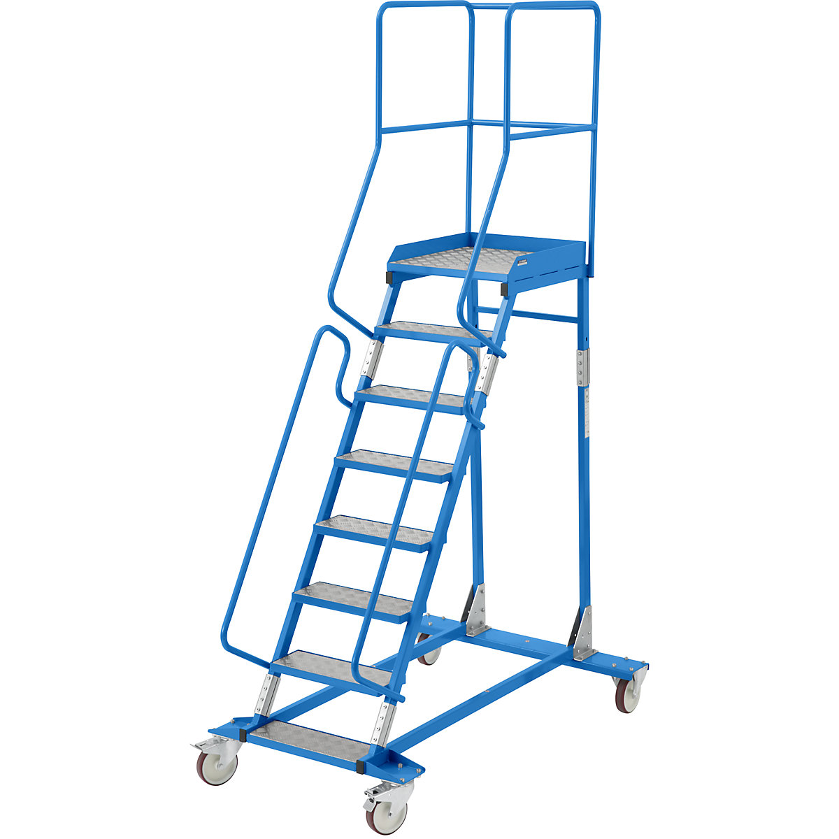 Mobilný plošinový rebrík – eurokraft pro, stupňové vložky z hliníka, 8 stupňov-24