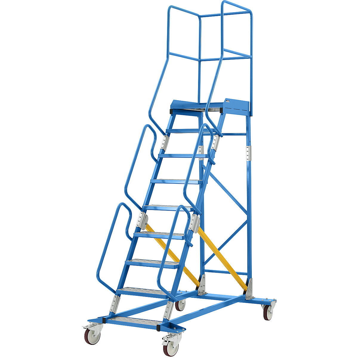 Mobilný plošinový rebrík – eurokraft pro, stupňové vložky z hliníka, 9 stupňov-22