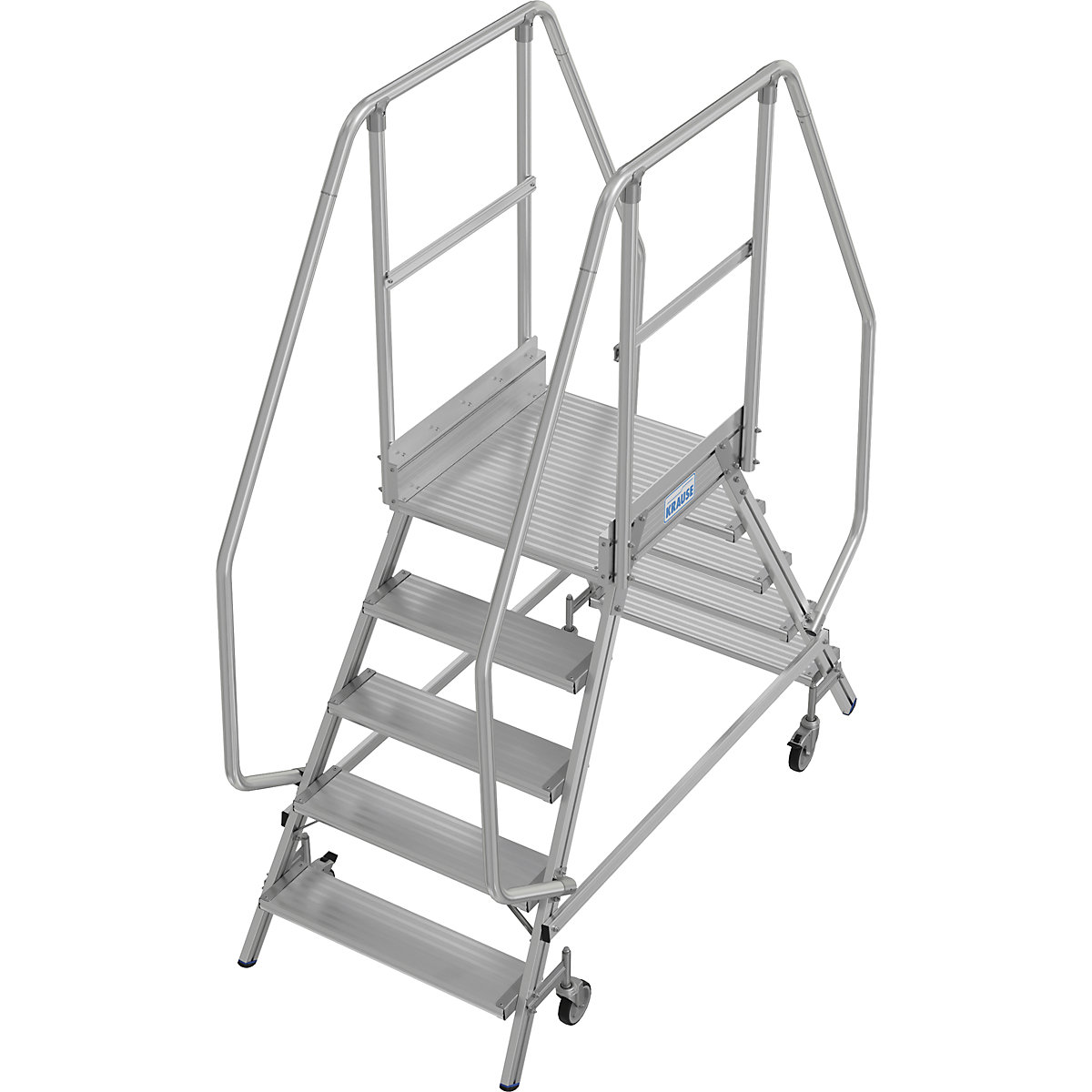 Plošinový rebrík – KRAUSE, obojstranne pochôdzny, nožná lišta, 2 x 5 stupňov-8