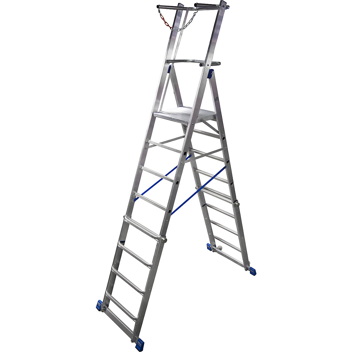 Teleskopický plošinový rebrík – KRAUSE, výškovo prestaviteľné vďaka systému ClickMatic, 6 – 8 priečok
