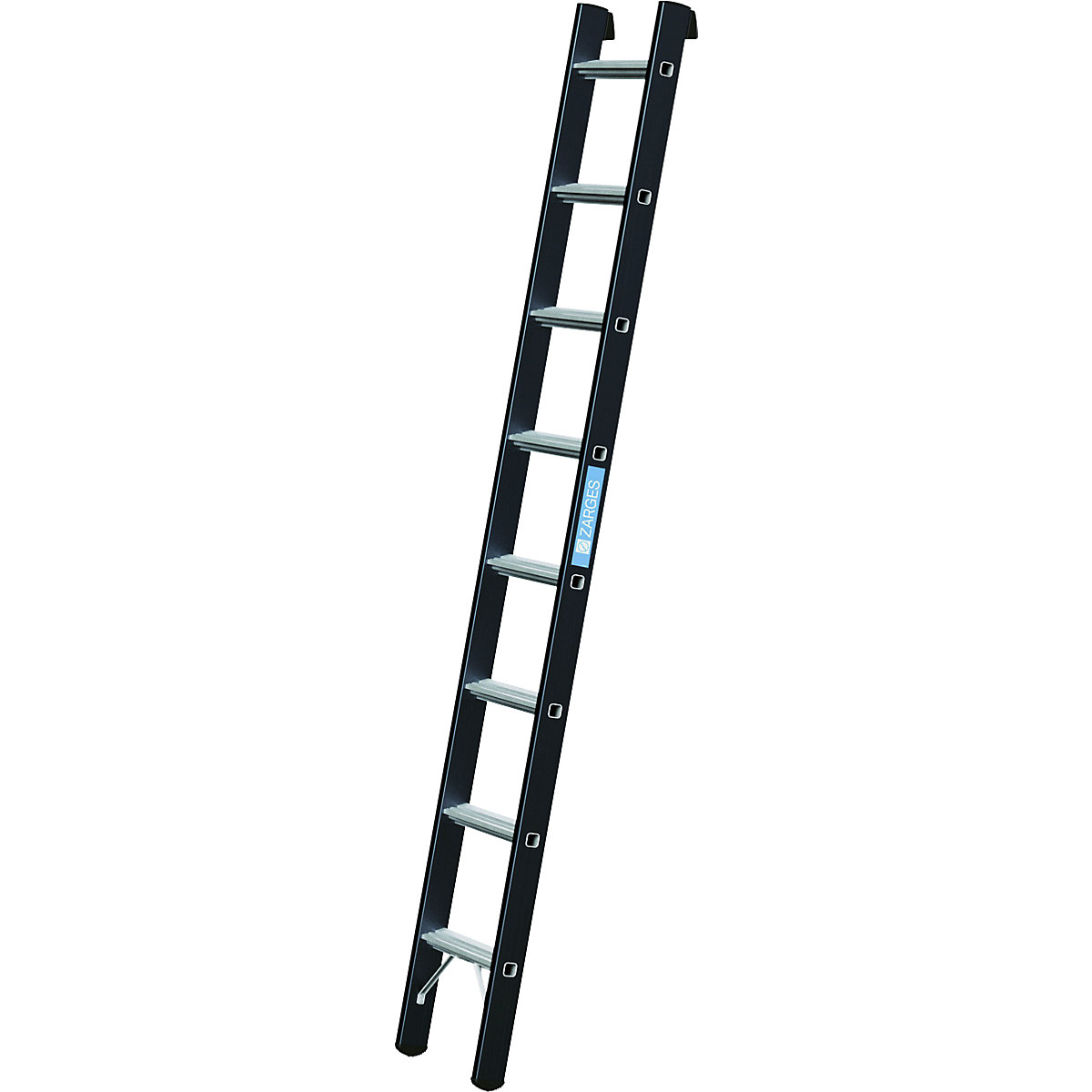 Príložný rebrík na vysoké zaťaženie – ZARGES, 60 mm hliníkové priečky, 8 priečok-6