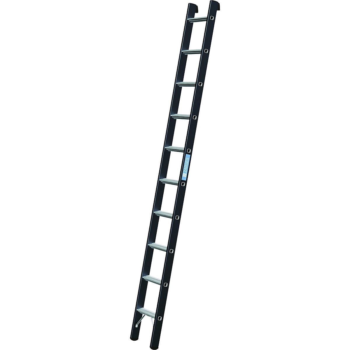 Príložný rebrík na vysoké zaťaženie – ZARGES, 60 mm hliníkové priečky, 10 priečok-5