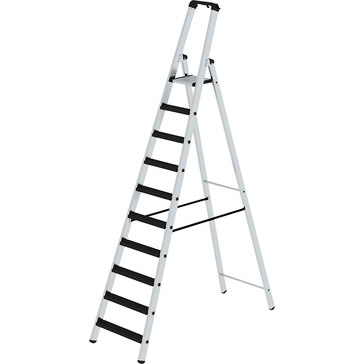 EUROKRAFTpro – Stojací rebrík so stupňami, jednostranný, čalúnené vyhotovenie, 10 stupňov