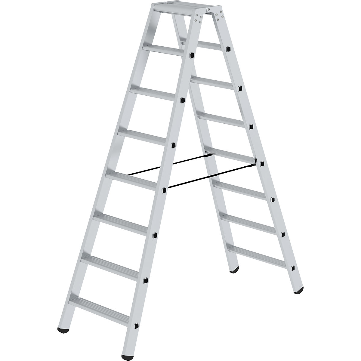 EUROKRAFTpro – Stojací rebrík so stupňami, obojstranný, štandardné vyhotovenie, 2 x 8 stupňov