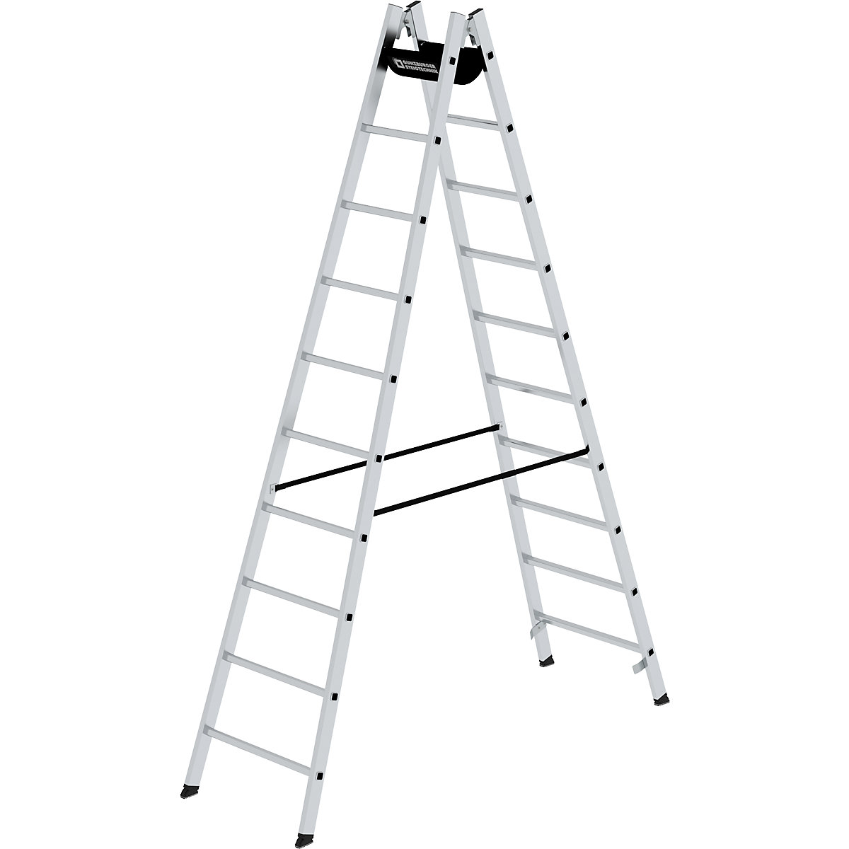 Bezpečnostný rebrík s priečkami, pochôdzny z oboch strán – MUNK, priečky 30 x 30 mm, nešmykľavé, 2 x 10 priečok-11