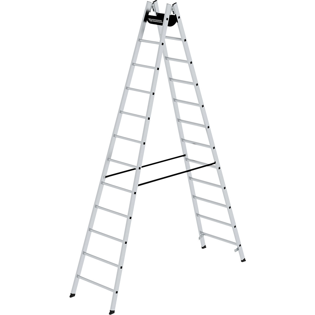 Bezpečnostný rebrík s priečkami, pochôdzny z oboch strán – MUNK, priečky 30 x 30 mm, nešmykľavé, 2 x 12 priečok-8