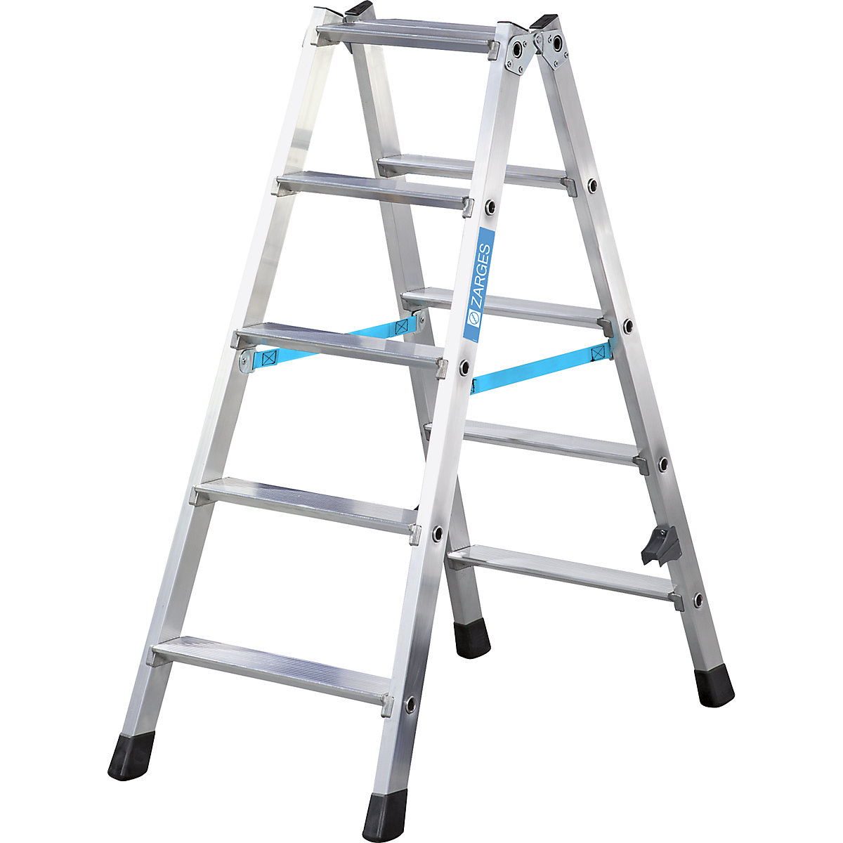Hliníkový stojací rebrík so stupňami, pochôdzny z oboch strán – ZARGES (Zobrazenie produktu 2)-1