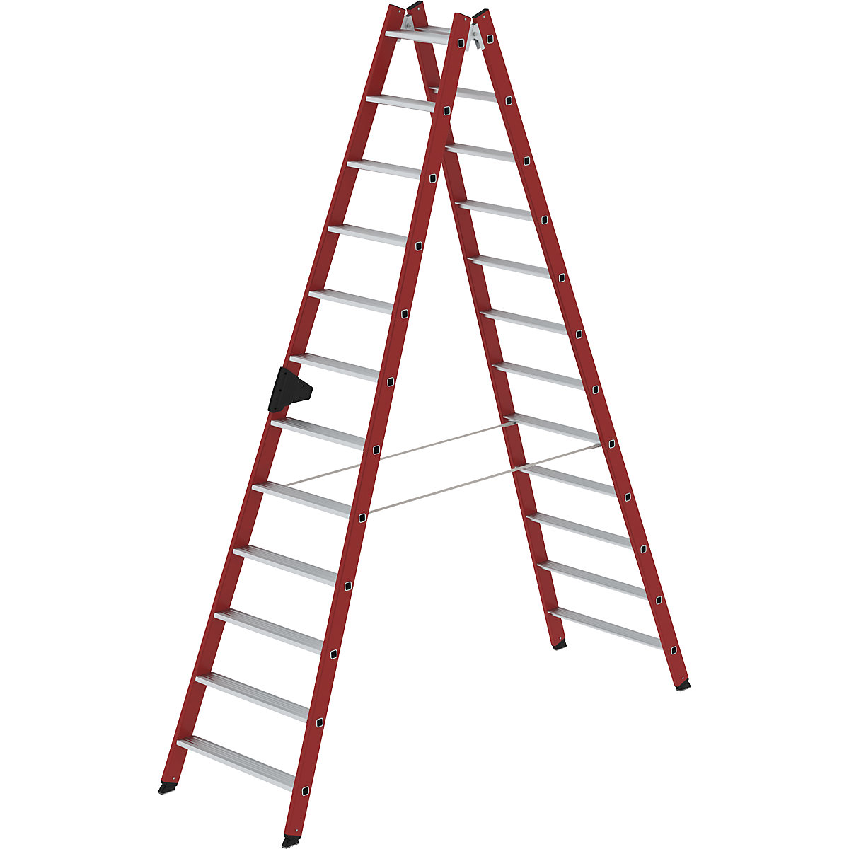 Plastový rebrík – MUNK, s ryhovanými hliníkovými stupňami, 2 x 12 stupňov-4