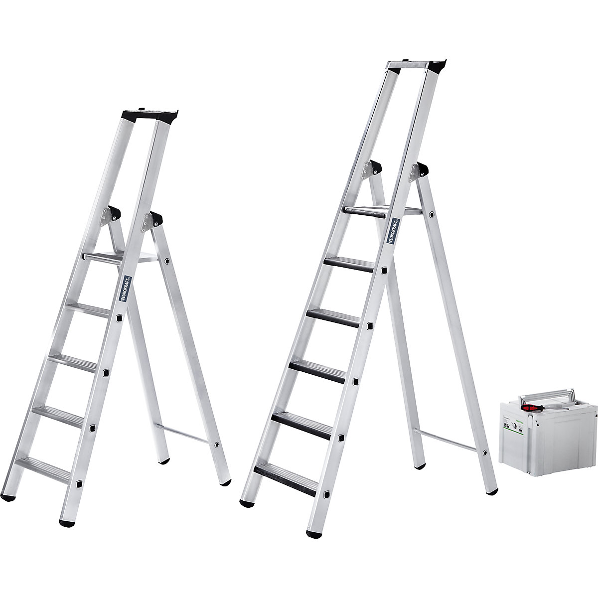 EUROKRAFTpro – Stojací rebrík so stupňami, jednostranný (Zobrazenie produktu 9)