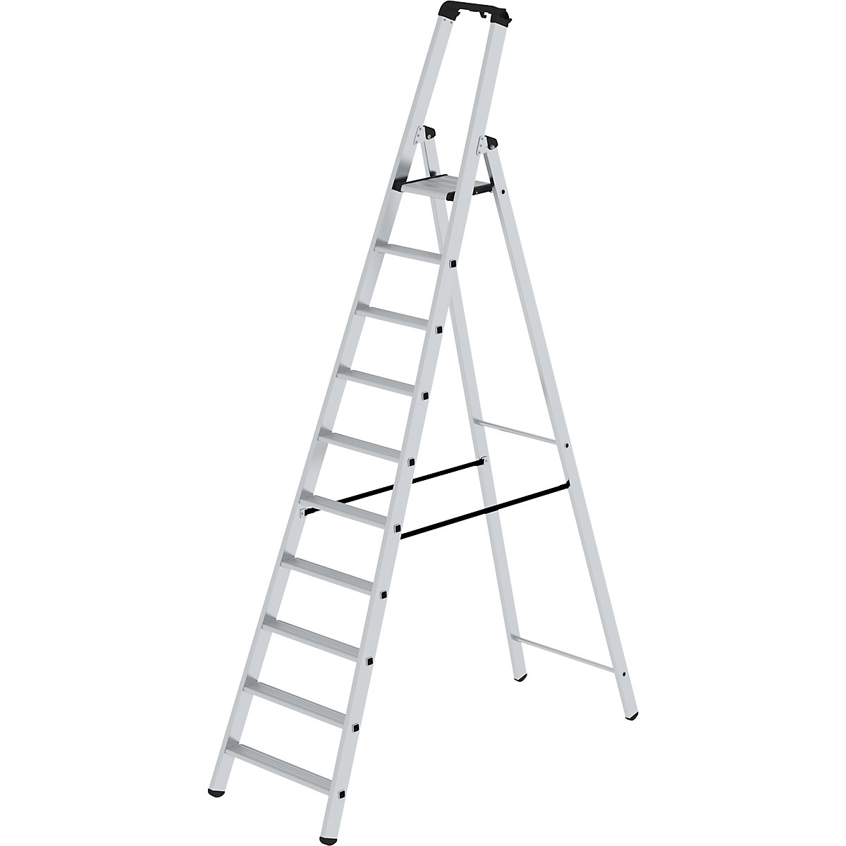EUROKRAFTpro – Stojací rebrík so stupňami, jednostranný, štandardné vyhotovenie, 10 stupňov