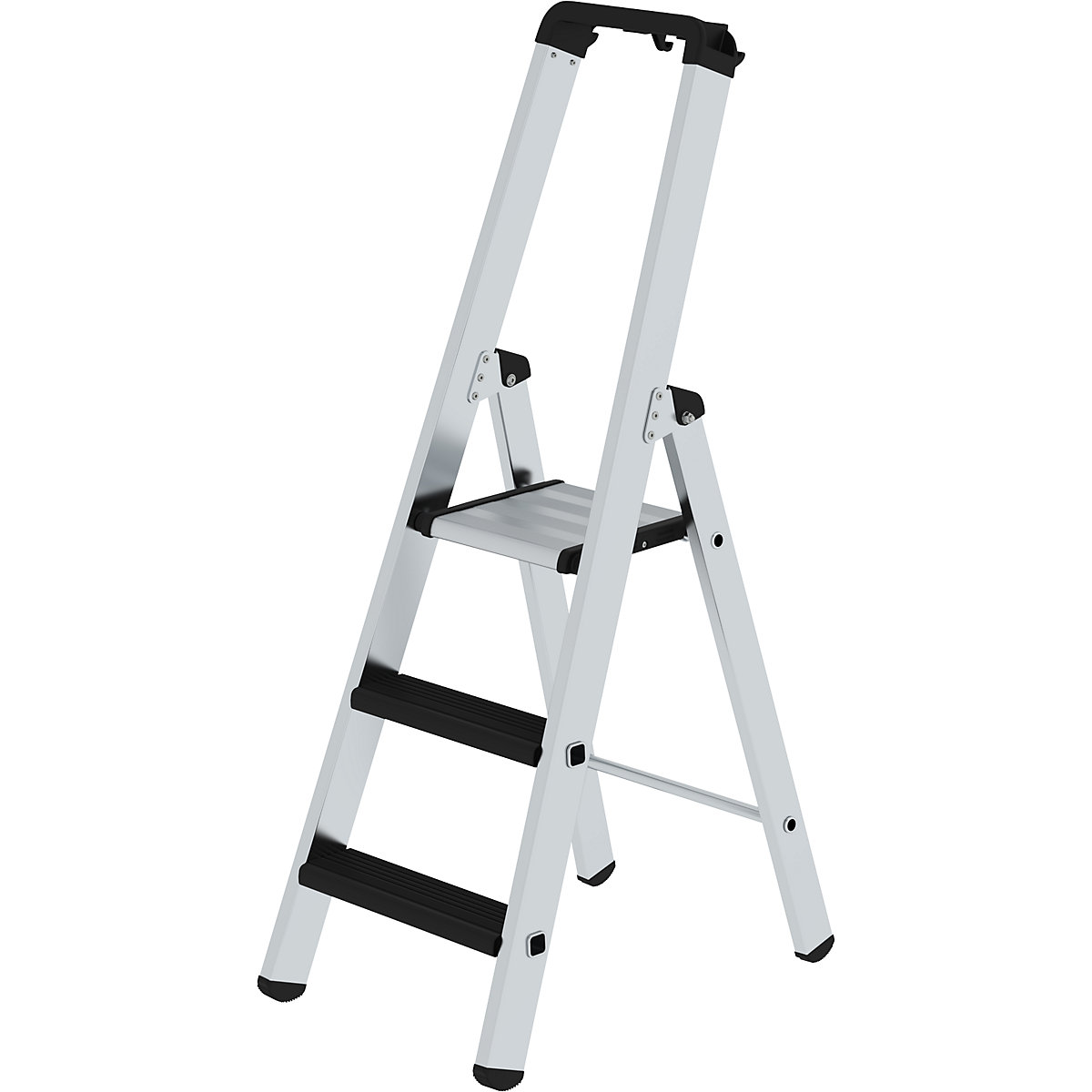 EUROKRAFTpro – Stojací rebrík so stupňami, jednostranný, čalúnené vyhotovenie, 3 stupne