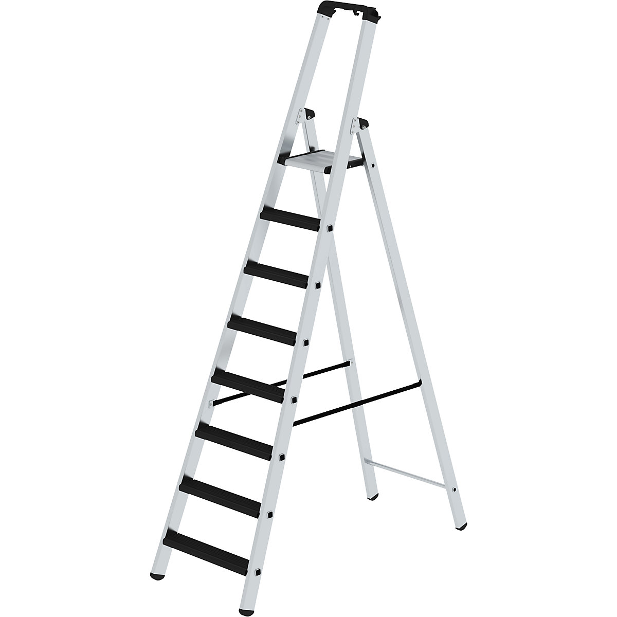 EUROKRAFTpro – Stojací rebrík so stupňami, jednostranný, čalúnené vyhotovenie, 8 stupňov