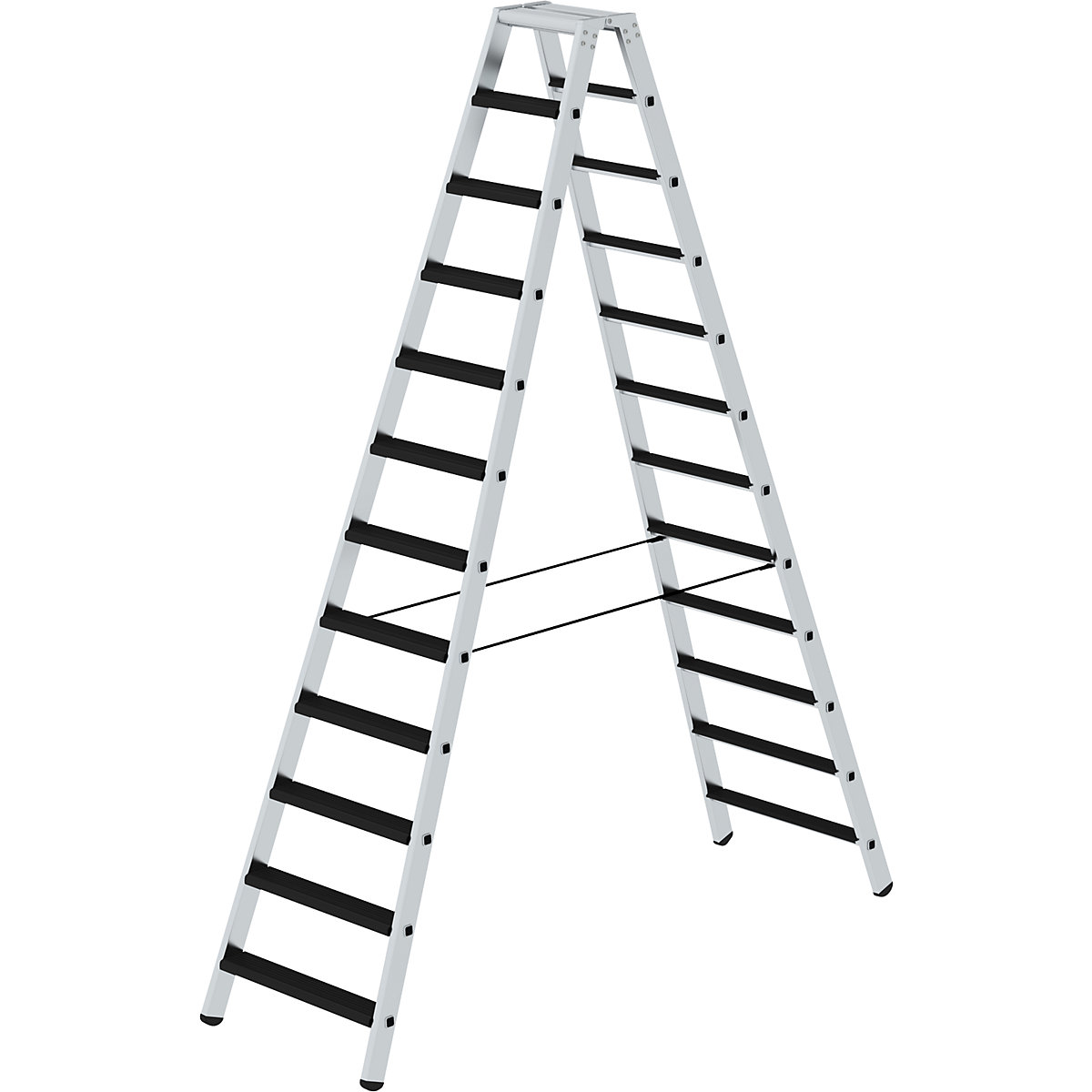 EUROKRAFTpro – Stojací rebrík so stupňami, obojstranný, čalúnené vyhotovenie, 2 x 12 stupňov