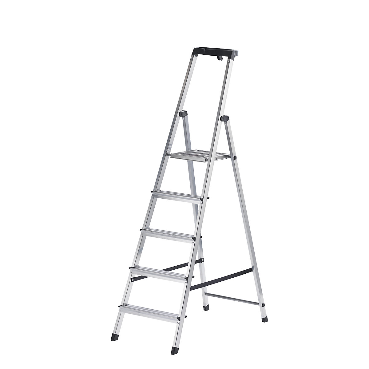 Stojaci rebrík so stupňami – KRAUSE, s bezpečnostnou plošinou a protišmykovými prúžkami, 5 stupňov-2