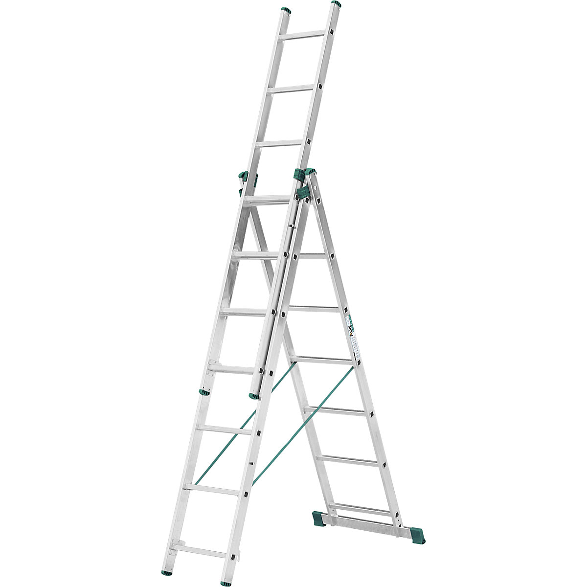 Hliníkový viacúčelový rebrík, 3-dielne, 3 x 7 priečok-5