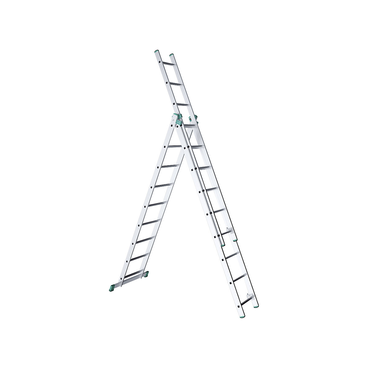 Hliníkový viacúčelový rebrík, 3-dielne, 3 x 9 priečok-7